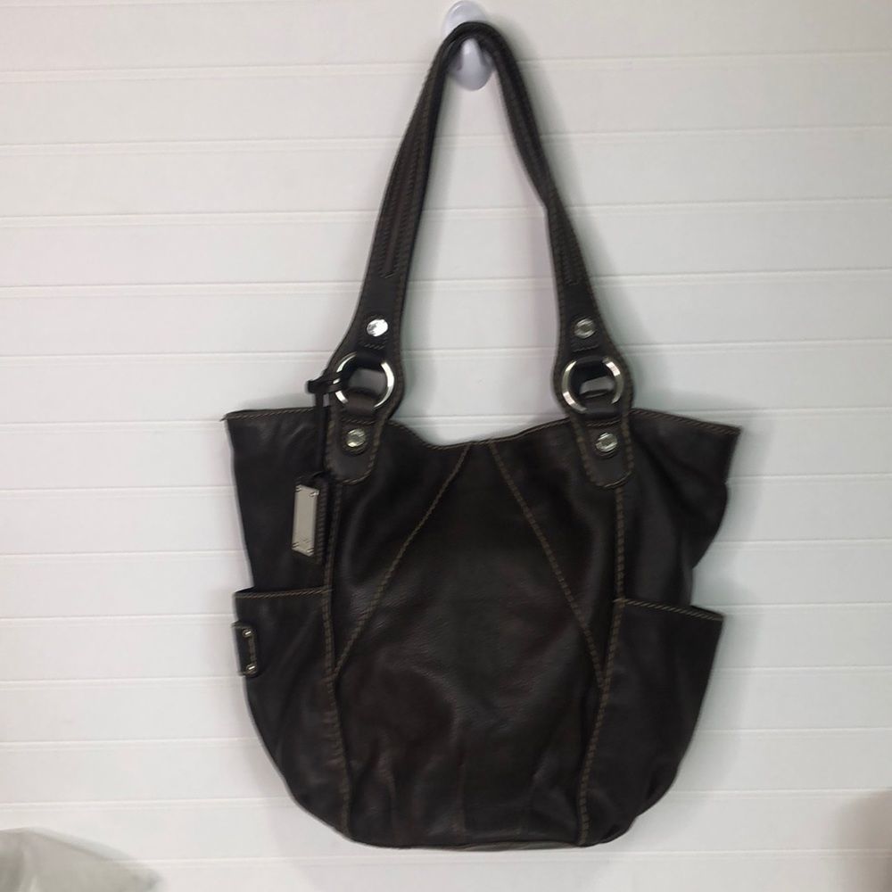 Tignanello Dark Brown Leather Shoulder Bag